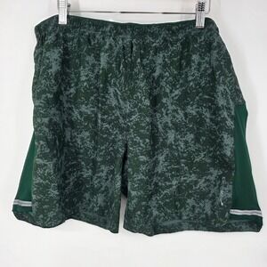Brooks Sherpa Running Shorts Mens XL Green Camo 7" Inseam 211138 Reflective